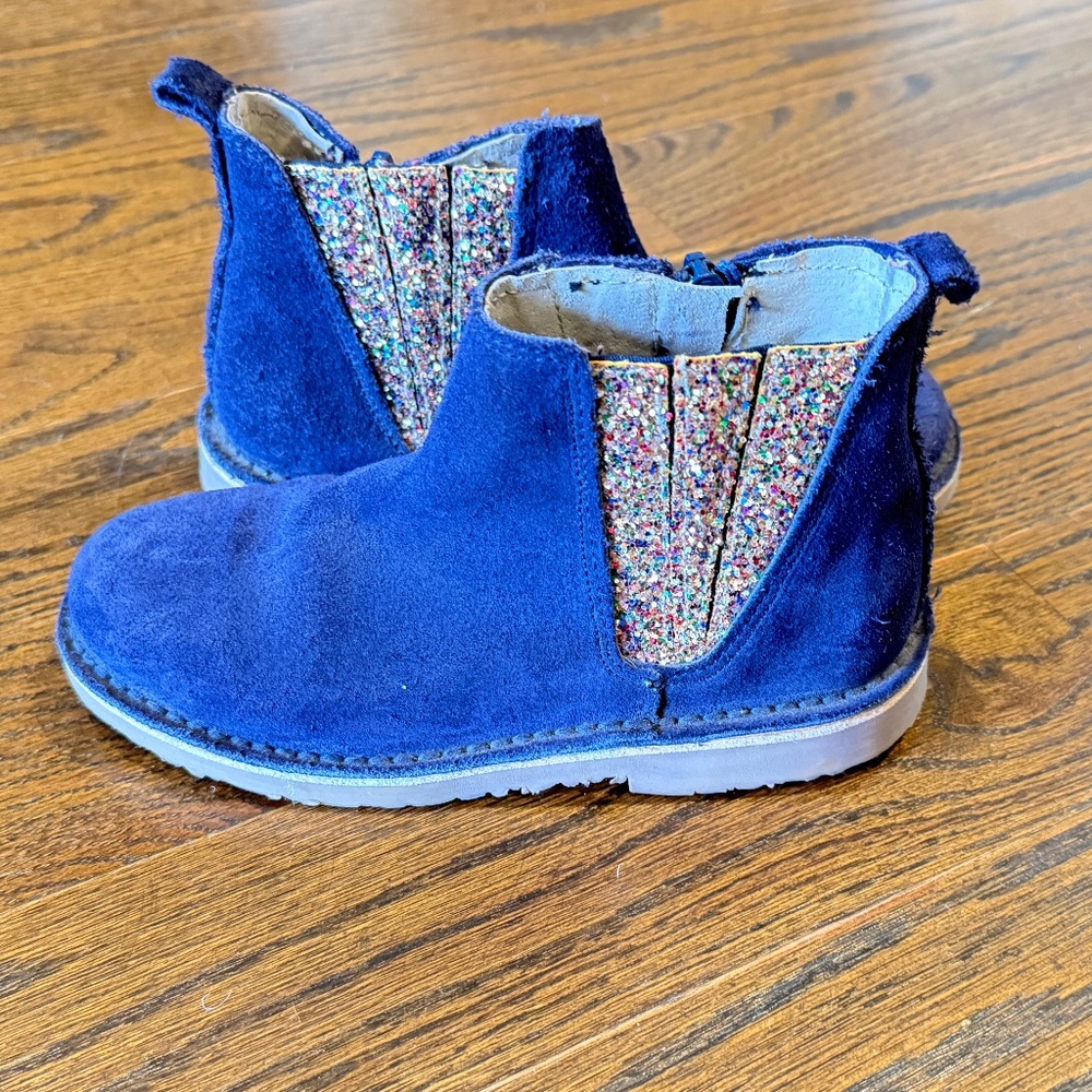 Girls' ChildrenChic Navy & Glitter Suede Chelsea Boot